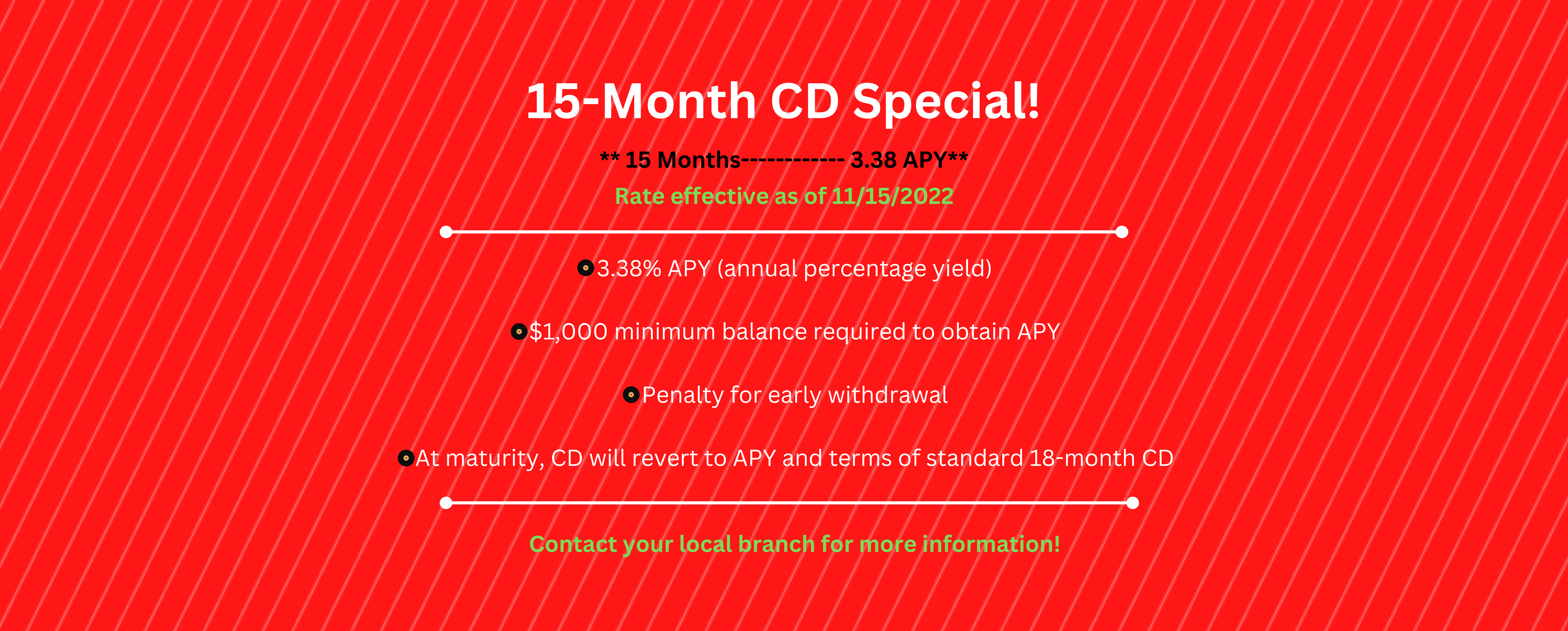 15 month CD special @ 3.38%